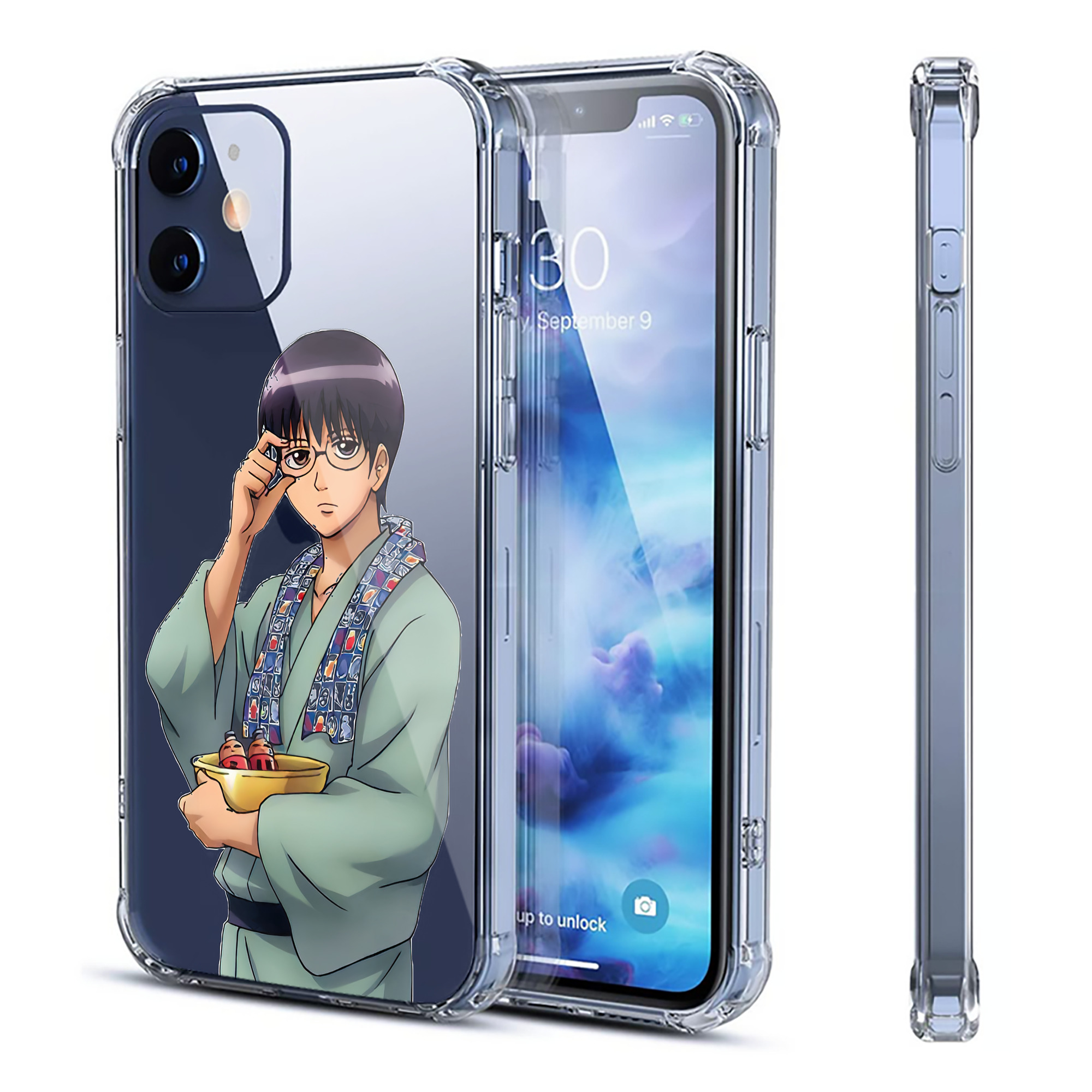 （画像用） ぎんたま 坂田銀時（さかたぎんとき） 神楽 志村新八（しむら しんぱち） GINTAMA Sakata Gintoki Kagura Shimura Shinpachi 【iPhone 12シリーズ対応】透明スマホケース（クリアソフトケース）